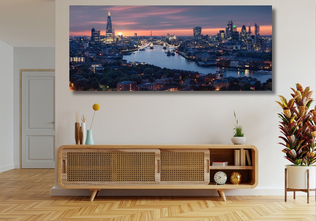 City of London Wall Art, London, Sunset, Huge Canvas Home Decor, London