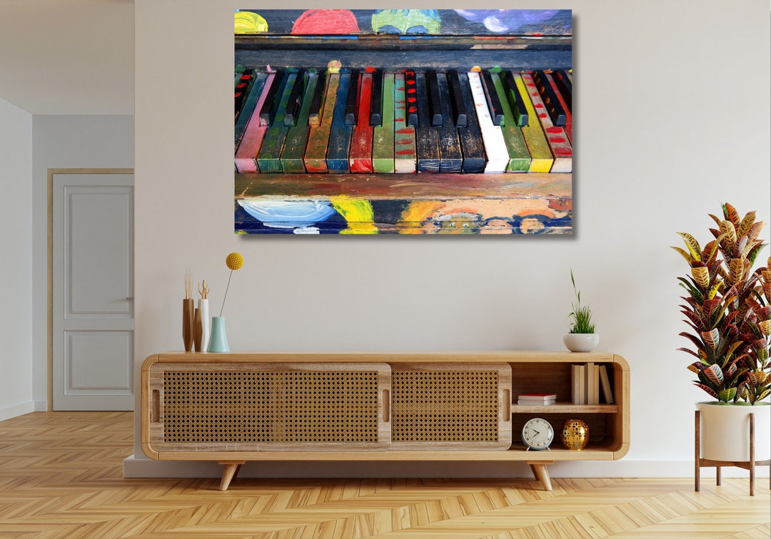 Music Wall Art Colorful Piano Keys Canvas Art Piano Art Music Gift ...