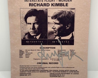 Harrison Ford Il fuggitivo ricercato Poster firmato con foto autografata autentica 8x10 COA