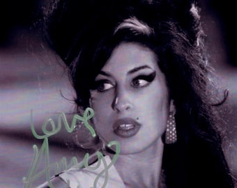 Amy Winehouse Black - Foto autografiada increíblemente rara y firmada, auténtica, 8 x 10 cm.