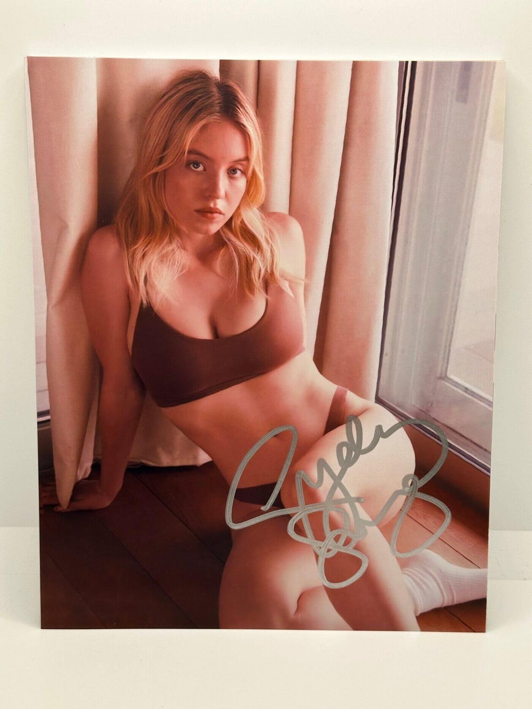 Sydney Sweeney Bra and Panties Brown Signed Autographed Photo Authentic
