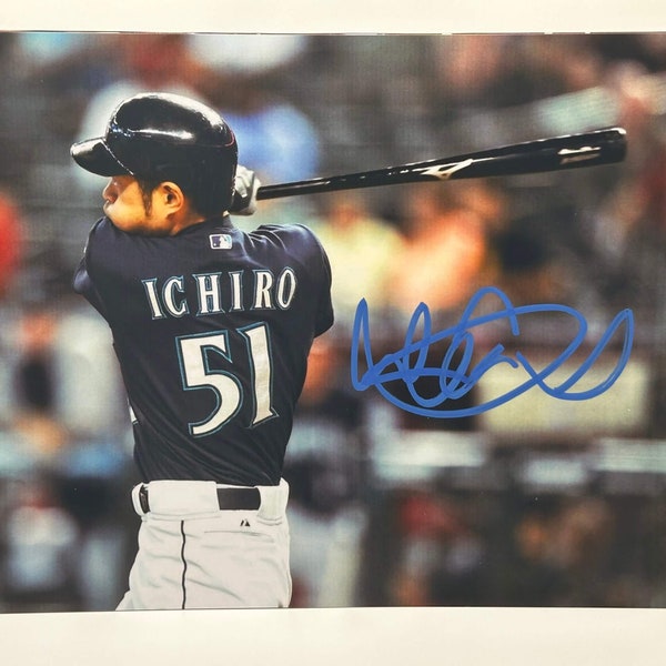 Ichiro Blue Seattle Mariners Signed Autographed Photo Authentic 8X10 COA