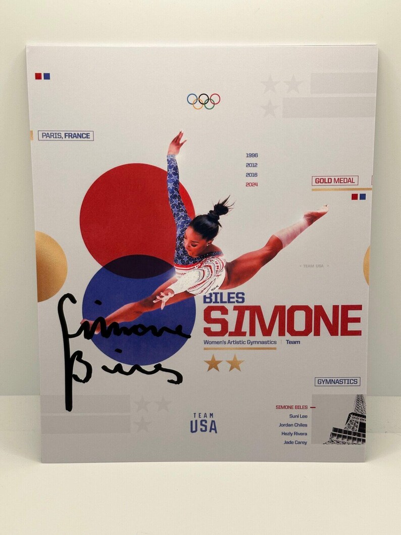 Simone Biles Team USA Signed Autographed Photo Authentic 8X10 COA Etsy