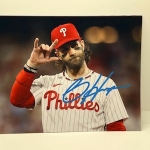 Bryce Harper Phillies Blue Signed Autographed Photo Authentic 8X10 COA
