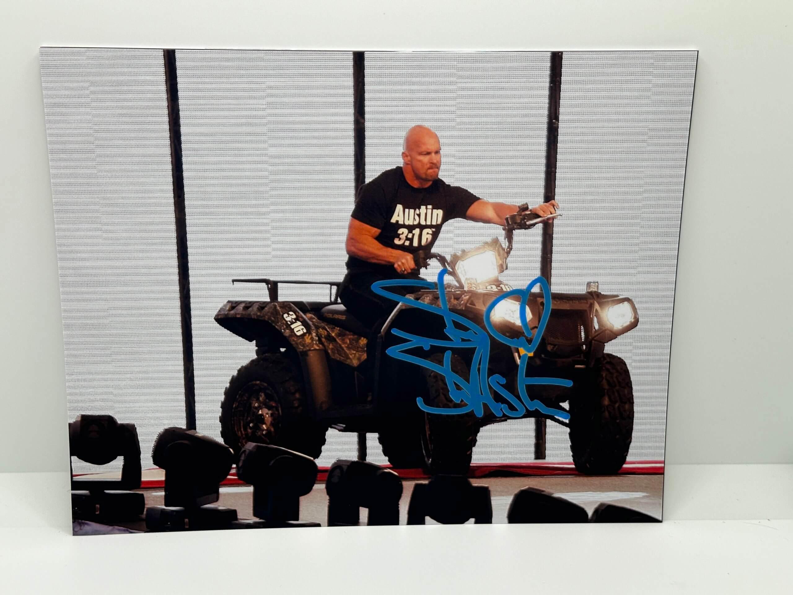 Stone Cold Steve Austin ATV WrestleMania Signed Autographed Photo Authentic 8X10 COA