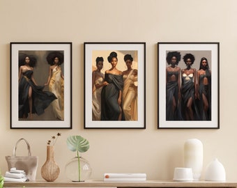 Esencia de mujeres negras: retratos digitales descargables de mujeres negras
