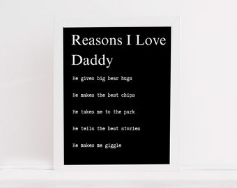 Personalised Father's Day Print, Dad Gift, Dad Print, Gift for Dad, Black and White Print, Daddy Print