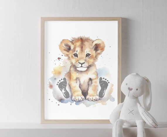 Lion Footprint Keepsake Art, Baby Nursery Decor (PDF File)