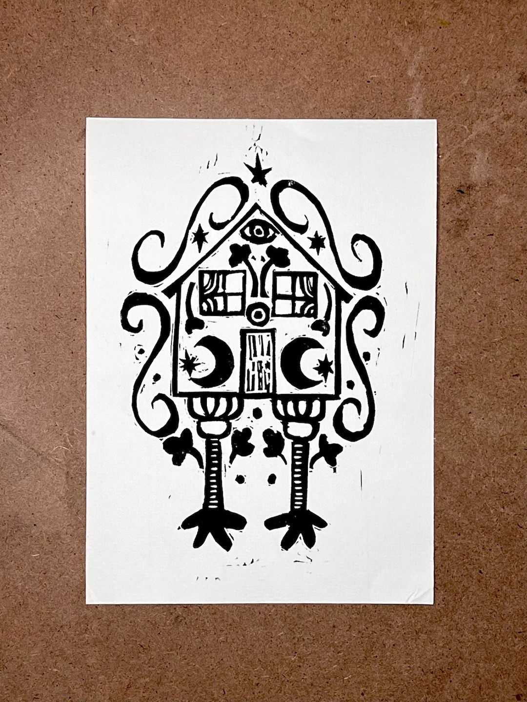 Baba Yaga Lettering Baba Yaga Original Hand Printed Linocut 5 X 7 Print - Etsy