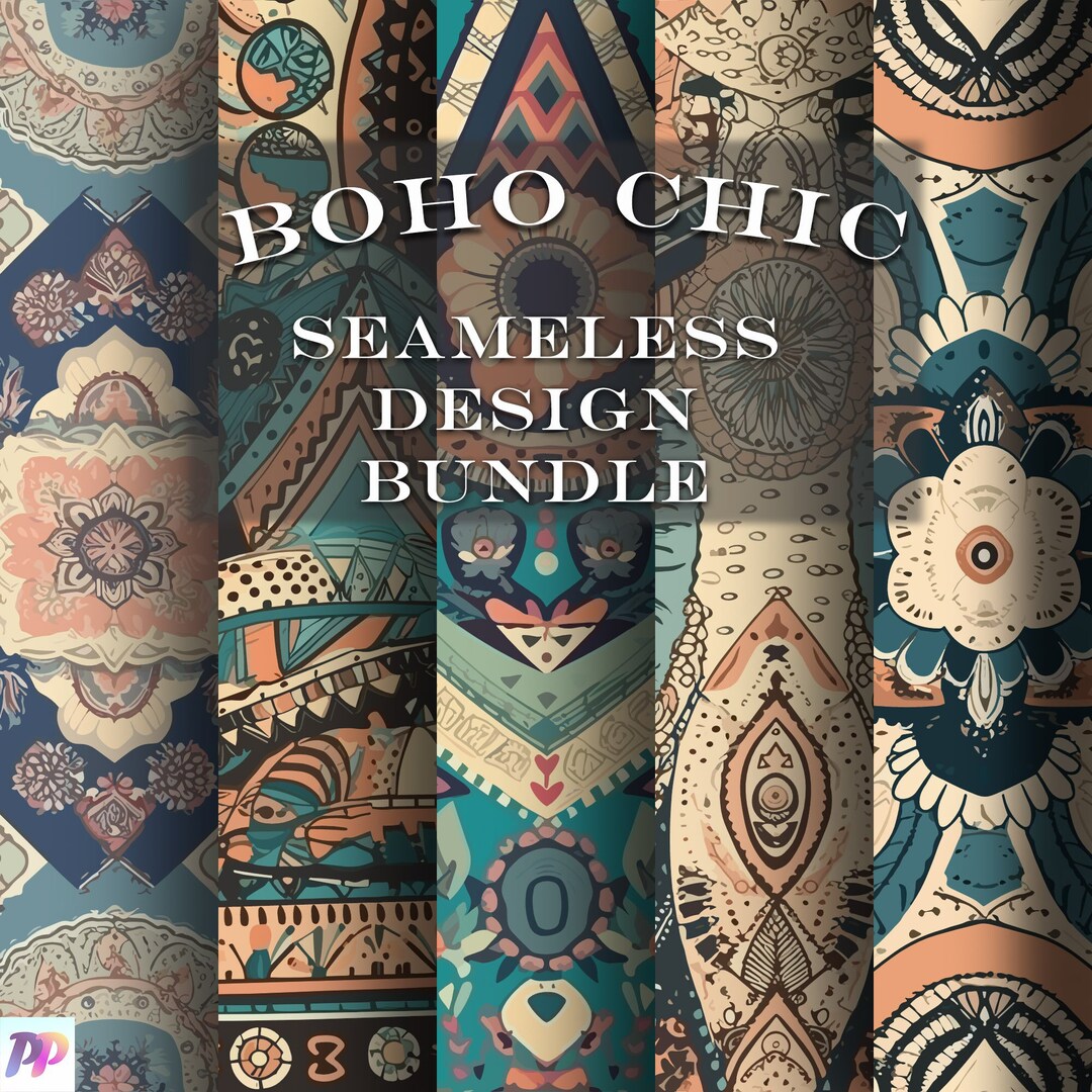 Boho Chic 5 Seamless Pattern Bundle, Boho Digital Paper, Repeating ...