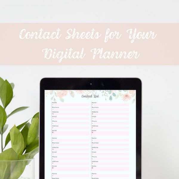 Digital Planner Contact List, Printable Contact List, Digital Planner Contact List, Digital Address Book, Contact Page, Contact Sheet