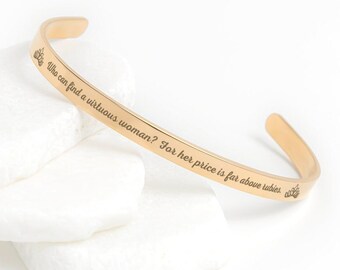 Bible Verse Cuff Bracelet | Christian Cuff Bracelet | Christian Jewelry | Christian Bible Verse Bracelet | A Virtuous Woman Bible Bracelet