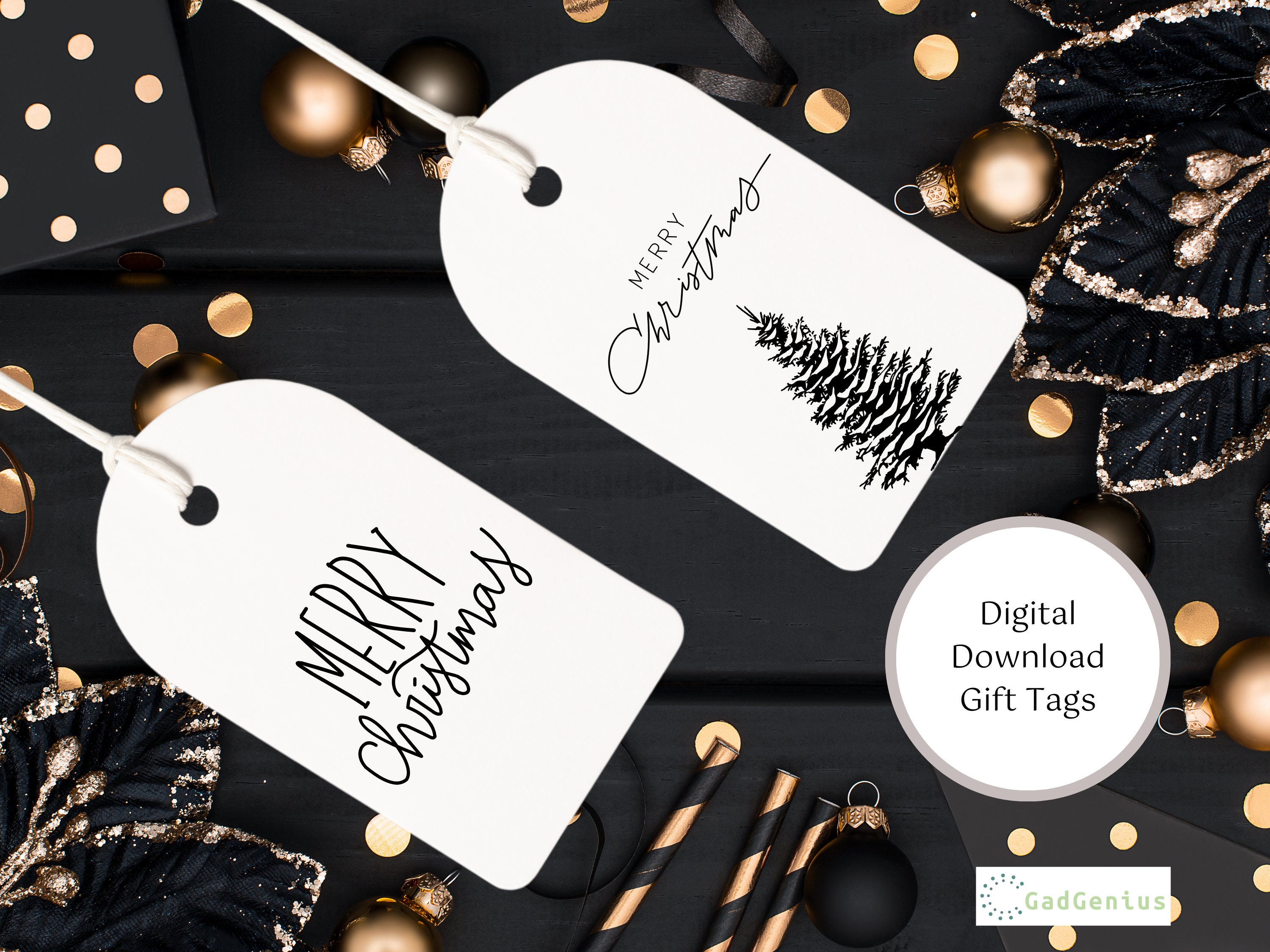 Mod Trees Printable Christmas Gift Labels - Instant Download