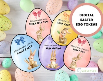 Easter Egg Tokens, Editable Easter Egg Coupons, Printable Easter Egg Coupons for Kids, Easter Coupons for Kids, Instant Download, Templete