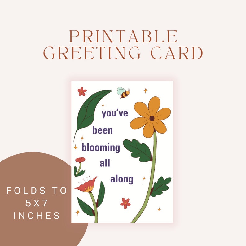 Congratulations Greeting Card Printable Digital Download Floral ...