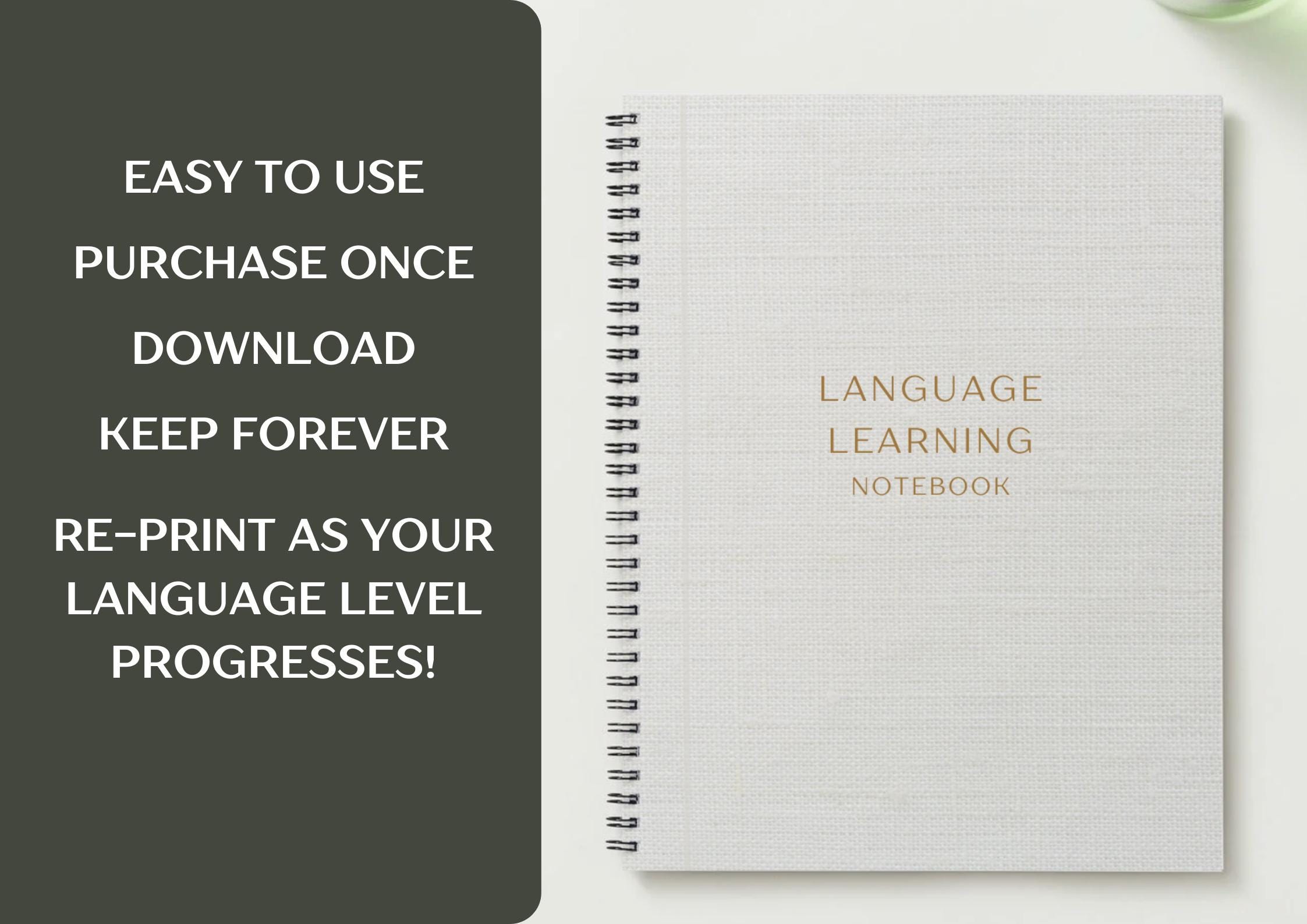 Language Learning Notebook Printable: Grammar, Vocab & Verb Study (PDF ...