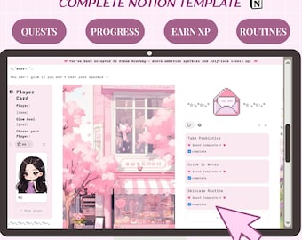 Become That Girl: Glow Up Notion Template Planner for Level Up, Goals, & Self Improvement