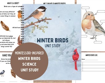 Montessori Winter Birds Unit Study | Printable Homeschool Science Curriculum |