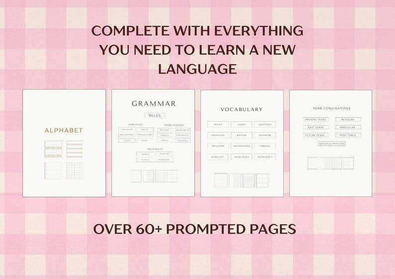 Language Learning Notebook Printable: Grammar, Vocab & Verb Study (PDF ...