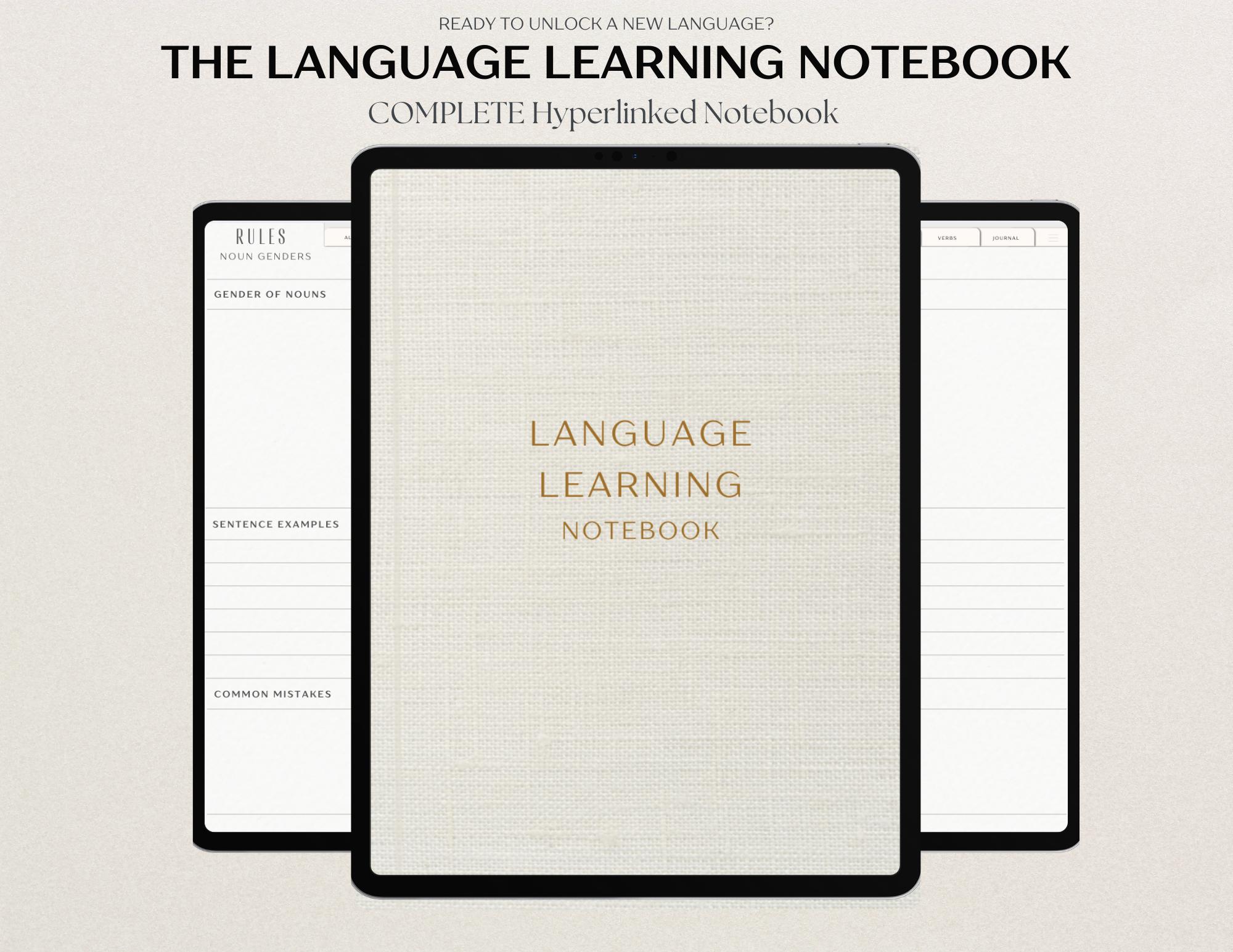 Digital Language Learning Notebook: Hyperlinked Study Tool (PDF)