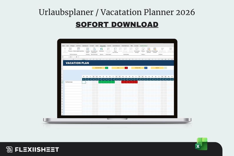 Urlaubsplaner / Vacation Planner 2026 Excel Vorlage - Urlaubsplanung