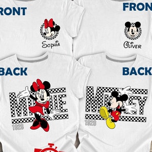 Vintage Disney World Couple Matching Mickey Minnie Shirt, Checkered Mickey Retro Disney Shirt, Vintage Mickey Shirt, Disney Group Shirt