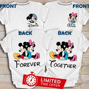 Custom Disney Couple Matching Minnie And Mickey Shirts, Disney Honeymoon Shirt, Disney Two Sided Tee,  Disney Wedding Gift, Engagement Gift