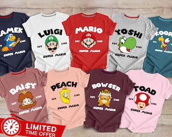 Super Mario Family Matching Tee: Nostalgic Gaming Shirt