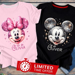 Minnie Mickey Shirt With Glitter Effect, Disney Vacation Shirt For Family, Disney Girls Trip Shirt For Woman, Disney Gift Shirt Toddler Girl