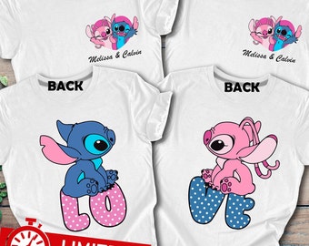 Stitch And Angel Disney Couple Shirt, Couple Gift Shirt, Disney Wedding Gift, Engagement Gift Shirt, Disney Anniversary Couple Matching Tee