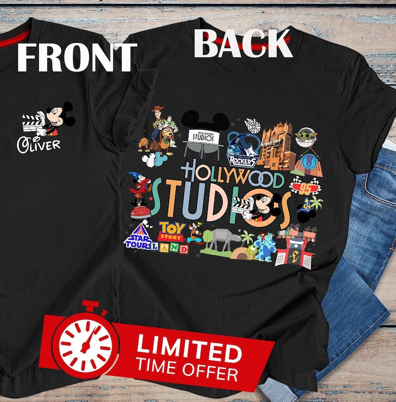 Camisa de Disney Hollywood Studios, camisa de viaje vintage de Hollywood Studios de dos caras, camisa de Disneyworld, vacaciones familiares de Disney, camisa de Disneyland