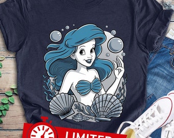 Retro Vintage Disney Little Mermaid Women Shirt, Little Mermaid Ariel Disney Women Shirt, Ariel Princess Shirt, Disney Girls Trip Shirt