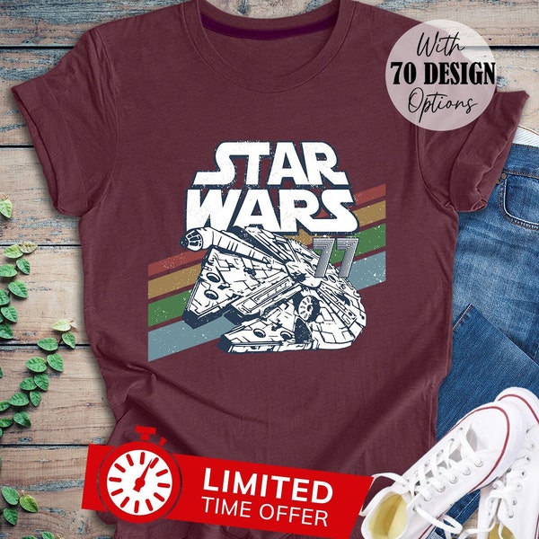 Millennium Falcon Retro Star Wars Shirt For Men Women, Star Wars Gift Galaxy's Edge Shirt, Han Solo Spaceship Shirt, Vintage Star Wars Shirt