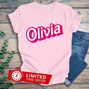 Hot Pink Custom Name Shirt, Doll Baby Girl Shirt, Custom Girl Tee, Custom Toddler Shirt, Toddler Name Shirt, Toddler Girl Shirt, Iconic Pink