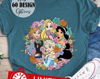 Disney Woman Shirt, Retro Vintage Disney Princess Shirt, Disney Girls Trip Floral Disney Princess Shirt,  Disneyland Shirt, Disney Besties