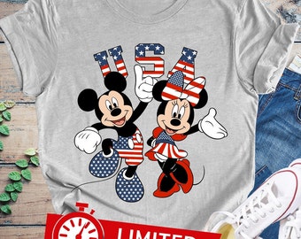 USA Disney Shirt, 4th Of July Mickey Minnie Mouse American Flag Shirt Independence Day Disneyland Trip Fourth Of July Shirt Disney Patriotic