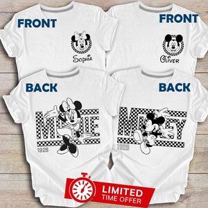 Custom Retro Disney Couple Shirt, Vintage Disney Checkered Mickey Minnie Shirt, Disney Family Shirt, Vintage Disney World Mickey Mouse Shirt