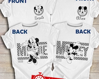 Custom Retro Disney Couple Shirt, Vintage Disney Checkered Mickey Minnie Shirt, Disney Family Shirt, Vintage Disney World Mickey Mouse Shirt