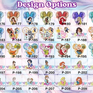 Puede incluir: Una colecci&oacute;n de dise&ntilde;os tem&aacute;ticos de Disney, con varios personajes como princesas y orejas de Mickey Mouse. Cada dise&ntilde;o est&aacute; numerado e incluye la frase "Best Day Ever."
