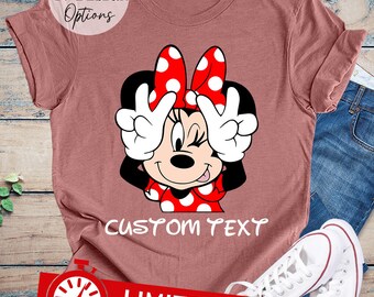 Custom Minnie Mouse Shirt For Women, Disney Minnie Shirt Gift For Kids, Disneyland Girls Trip Shirt For Woman Disneyland Besties Shirt Girls