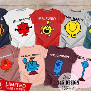 Custom Mr. Men Shirt, Mr Men Little Miss, Funny Kids Shirts, Gifts For Boy, Kindergarten Shirt, Funny Boy Shirt, Custom Joke Shirt