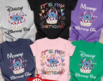 Camiseta de cumpleaños de Stitch: camiseta de fiesta de cumpleaños familiar a juego
