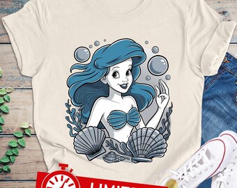 Little Mermaid Women Shirt, Retro Vintage Disney Little Mermaid Ariel Disney Women Shirt, Ariel Princess Shirt, Disney Girls Trip Shirt
