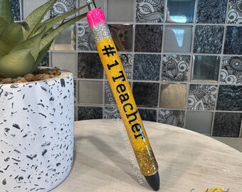 Bolígrafo personalizado con purpurina para profesores n.º 1