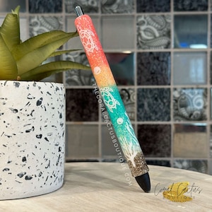 Sunset Beach Sea Turtle Glitter Pen