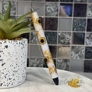 Stylo Paillettes Chunky Tournesol Blanc et Or
