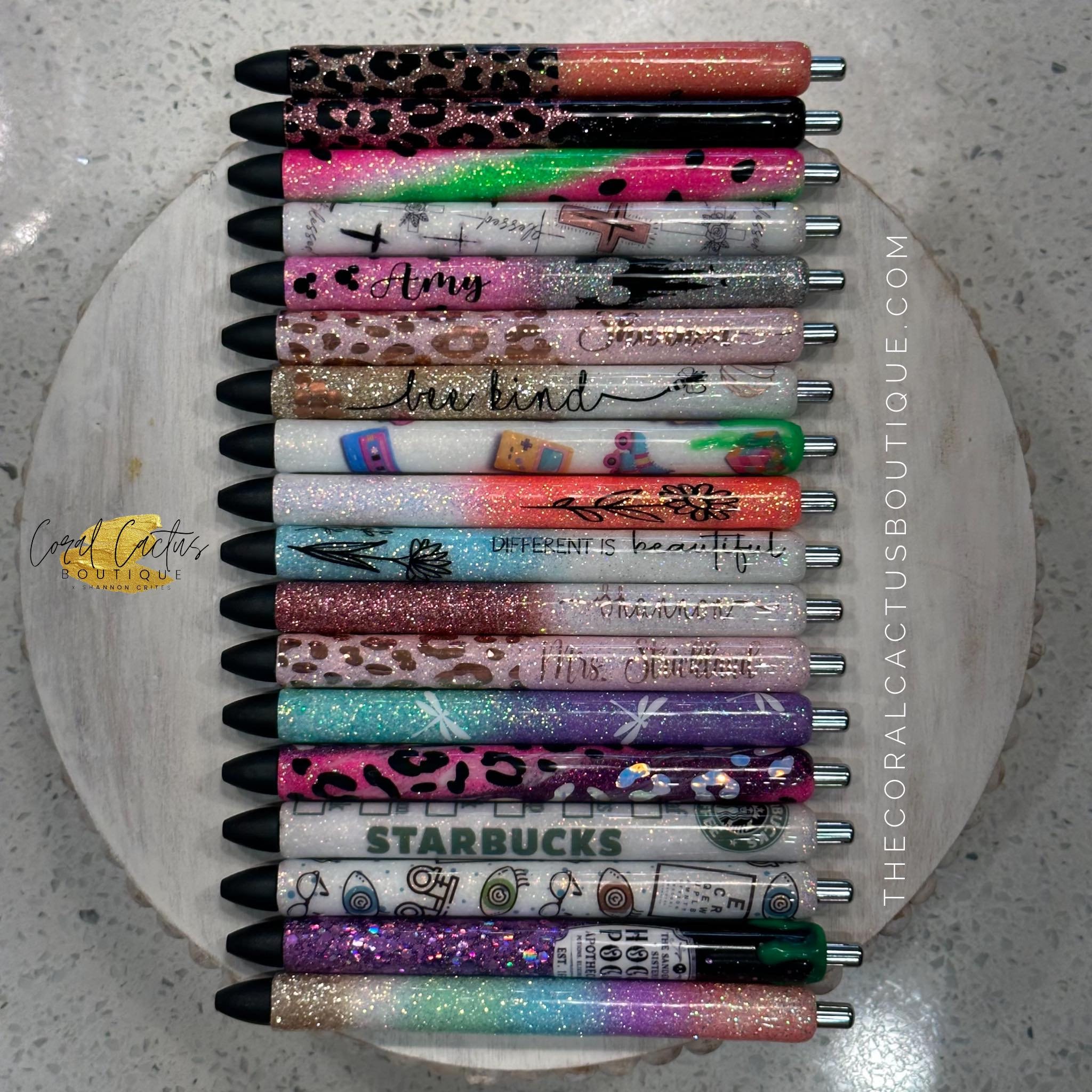 Black and Rose Gold Leopard Glitter Pen