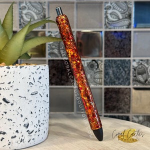 Orange Fall Chunky Glitter Pen