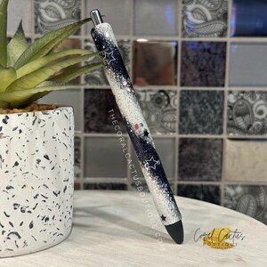 Black & White Star Swirl Glitter Pen
