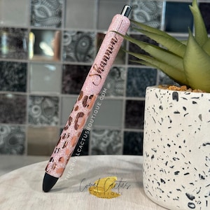 Rose Gold Leopard Glitter Pen